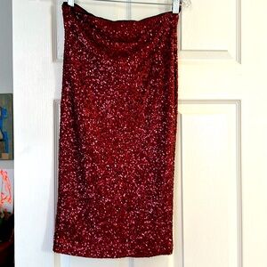 Top shop  burgundy sequined below the knee pencil skirt!